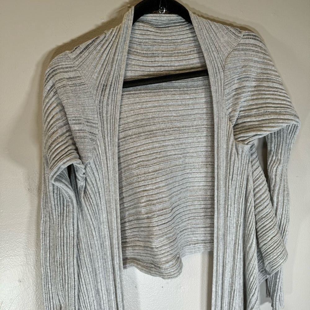 Olympic Gregory Greek open front knit sweater cardigan drape front gray cotton - Picture 5 of 15